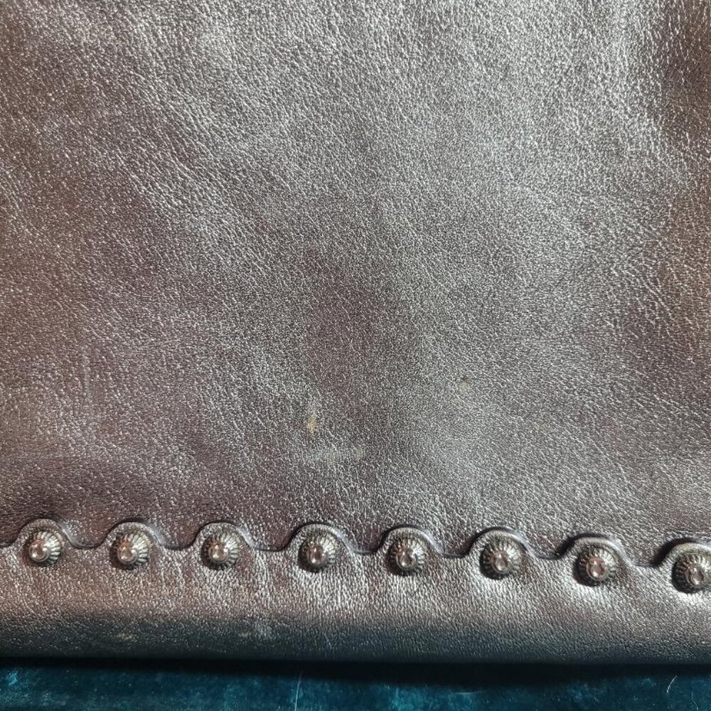 Salvatore Ferragamo-Metallic Leather UNIQUE Studded Hobo w/ Removable Strap - Picture 9 of 10